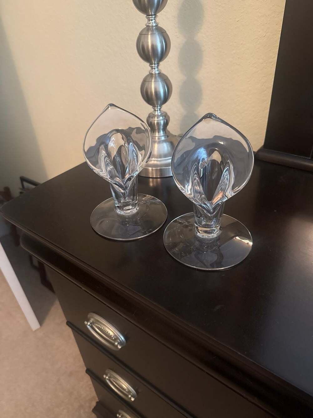 Crystal Calla Lily Candlestick Holders Pair